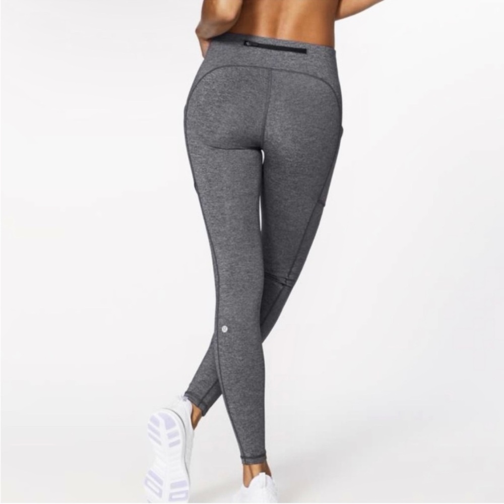 Lululemon Speed Up High Waist Grey 28” Tights w/ Stash Pockets Sz 12 Leggings